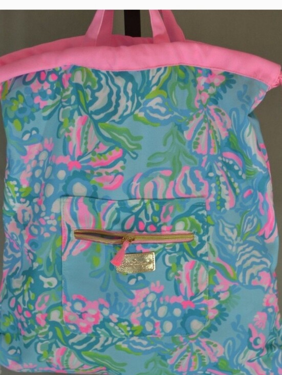 Lilly Pulitzer Handbags - Colorful Floral Beach Tote with Pink Trim
